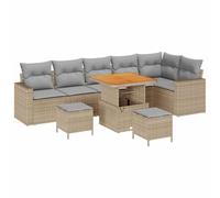 vidaXL Set de sofá Modular para Exterior con Cojines Beige de ratán, para 6 Personas. Resistente al Clima, con Patas Ajustables. Ideal para el balcón, Patio, jardín o Comedor. Muebles Modernos para