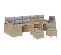 vidaXL Set de Sofá Seccional de Exterior de 10 Piezas con Cojines Beige de Ratán y Gris Claro, Muebles Elegantes para el Jardín, para 6 Personas. Resistente a los Rayos UV, Asientos Cómodos para Pat