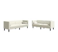 vidaXL Set de sofás Chesterfield con Cojines 2 Piezas Terciopelo Crema, sofá, sillón de TV, sillón de Descanso, Asiento, sofá de Relax