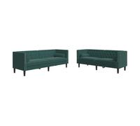 Vidaxl set de sofás chesterfield con cojines 2 piezas terciopelo verde