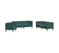 Vidaxl set de sofás chesterfield con cojines 3 piezas terciopelo verde