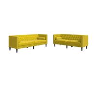 Vidaxl set de sofás chesterfield y cojines 2 pzas terciopelo amarillo