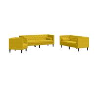 Vidaxl set de sofás chesterfield y cojines 3 pzas terciopelo amarillo