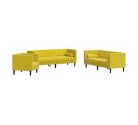 Vidaxl set de sofás chesterfield y cojines 3 pzas terciopelo amarillo