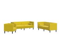 vidaXL Set de sofás Chesterfield y Cojines 3 pzas Terciopelo Amarillo, sofá, sillón de TV, sillón de Descanso, Asiento, sofá de Relax