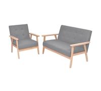Vidaxl set de sofás de 2 piezas de tela gris claro