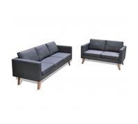 Vidaxl set de sofás de 2 y 3 plazas de tela gris oscuro