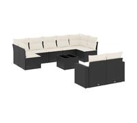 Vidaxl set de sofás de jardín 10 pzas cojines ratán sintético negro