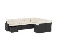 Vidaxl set de sofás de jardín 10 pzas cojines ratán sintético negro