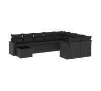 Vidaxl set de sofás de jardín 10 pzas cojines ratán sintético negro
