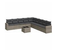 Vidaxl set de sofás de jardín 10 pzas con cojines ratán sintético gris