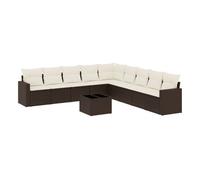 Vidaxl set de sofás de jardín 10 pzas y cojines ratán sintético marrón