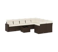 Vidaxl set de sofás de jardín 10 pzas y cojines ratán sintético marrón