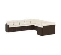 Vidaxl set de sofás de jardín 10 pzas y cojines ratán sintético marrón