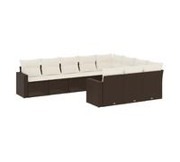 Vidaxl set de sofás de jardín 10 pzas y cojines ratán sintético marrón