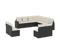 Vidaxl set de sofás de jardín 11 pzas y cojines ratán sintético negro