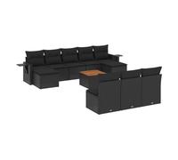 Vidaxl set de sofás de jardín 11 pzas y cojines ratán sintético negro