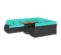 vidaXL Set de sofás de jardín 11 pzas y Cojines ratán sintético Negro, Juego de sofá de Exterior, sofá para jardín, Juego de sofá de Esquina de Exterior