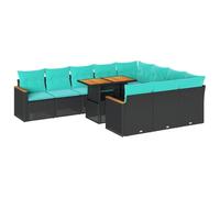 vidaXL Set de sofás de jardín 11 pzas y Cojines ratán sintético Negro, Juego de sofá de Exterior, sofá para jardín, Juego de sofá de Esquina de Exterior
