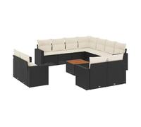 Vidaxl set de sofás de jardín 12 piezas cojines ratán sintético negro