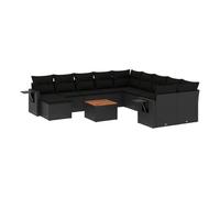 Vidaxl set de sofás de jardín 12 piezas cojines ratán sintético negro