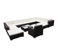 vidaXL Set de sofás de jardín 12 pzas Cojines ratán sintético Negro