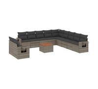 Vidaxl set de sofás de jardín 12 pzas con cojines ratán sintético gris