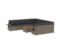 Vidaxl set de sofás de jardín 12 pzas con cojines ratán sintético gris