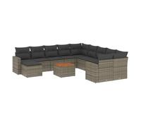 Vidaxl set de sofás de jardín 12 pzas con cojines ratán sintético gris