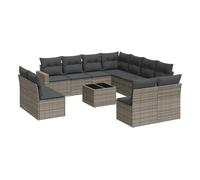 Vidaxl set de sofás de jardín 12 pzas con cojines ratán sintético gris