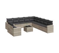 Vidaxl set de sofás de jardín 12 pzas y cojines ratán sintético gris