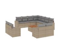 Vidaxl set de sofás de jardín 12 pzas y cojines ratán sintético marrón