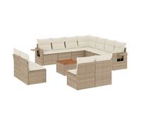 Vidaxl set de sofás de jardín 12 pzas y cojines ratán sintético marrón
