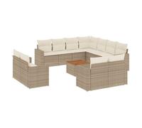 Vidaxl set de sofás de jardín 12 pzas y cojines ratán sintético marrón