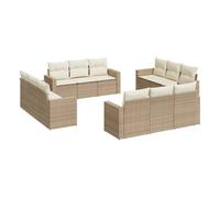 Vidaxl set de sofás de jardín 12 pzas y cojines ratán sintético marrón