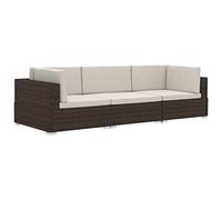 vidaXL Set de Sofás de Jardín 3 Piezas y Cojines Juego Sofá Sillones Sillas Exterior Terraza al Aire Libre Patio Ratán Sintético Marrón