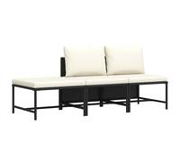 vidaXL Set de Sofás de Jardín 3 Piezas y Cojines Patio Terraza Balcón Salón Sala de Estar Exterior Muebles Mobiliario Almohada Ratán Sintético Negro