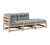 vidaXL Set de sofás de jardín 3 pzas con Cojines Madera Maciza de Pino