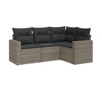 Vidaxl set de sofás de jardín 4 pzas y cojines ratán sintético gris