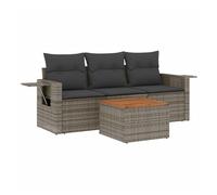 Vidaxl set de sofás de jardín 4 pzas y cojines ratán sintético gris