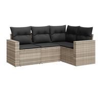 vidaXL Set de sofás de jardín 4 piezas con cojines, ratán sintético, Gris