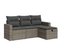 vidaXL Set de sofás de jardín 4 pzas y Cojines ratán sintético Gris