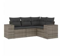 vidaXL Set de sofás de jardín 4 pzas y Cojines ratán sintético Gris