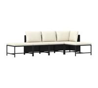 vidaXL Set de Sofás de Jardín 5 Piezas y Cojines Patio Terraza Balcón Salón Sala de Estar Exterior Muebles Mobiliario Almohada Ratán Sintético Negro