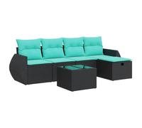 vidaXL Set de sofás de jardín 6 Piezas y Cojines ratán sintético Negro