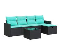 vidaXL Set de sofás de jardín 6 Piezas y Cojines ratán sintético Negro