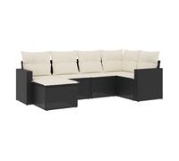 Vidaxl set de sofás de jardín 6 piezas y cojines ratán sintético negro