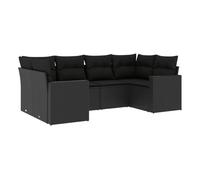 Vidaxl set de sofás de jardín 6 piezas y cojines ratán sintético negro