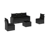 Vidaxl set de sofás de jardín 6 piezas y cojines ratán sintético negro