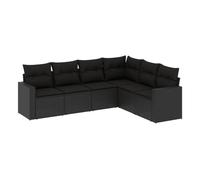 Vidaxl set de sofás de jardín 6 piezas y cojines ratán sintético negro